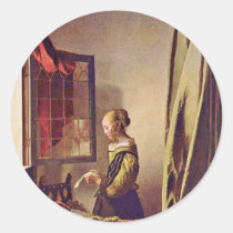 Girl Reading A Letter At An Open Window,  By Verme stickers