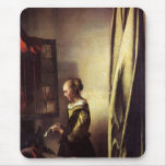 Girl Reading A Letter At An Open Window Mouse Pads