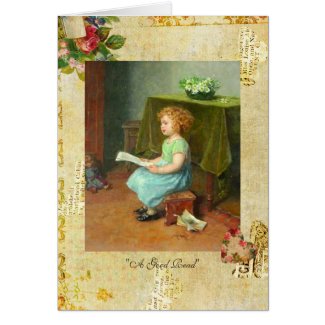 Girl Reading by Simon Glucklich circa 1900 Greeting Card