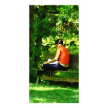 Girl Reading in Park Picture Card