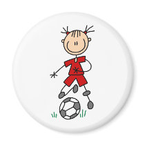 Girl Red Soccer Uniform magnets