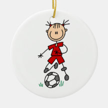 Girl Red Uniform Stick Figure Soccer Player Gifts Christmas Ornament