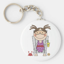 Girl Relaxing at Beach Tshirts and Gifts Key Chains