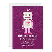 Girl Robot Birthday Invitations
