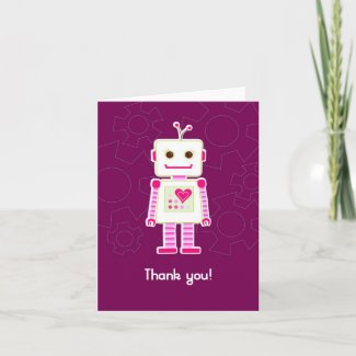 Girl Robot Thank You Cards card