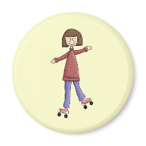 Girl Rollerskating magnets