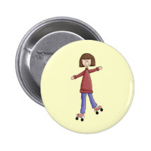 Girl Rollerskating Pin