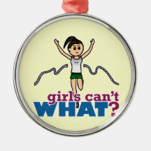 Girl Running in Green Christmas Ornament