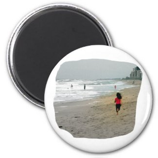 Girl Running On Florida Beach magnet