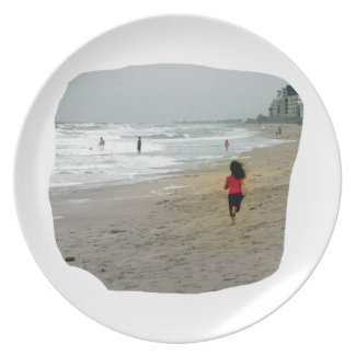 Girl Running On Florida Beach plate