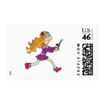 girl running with scissors postage stamp