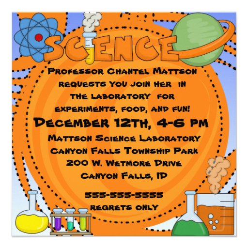 Girl Science Birthday Party Invitation