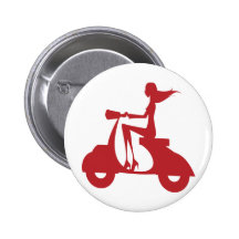 Girl Scooter red Pinback Buttons