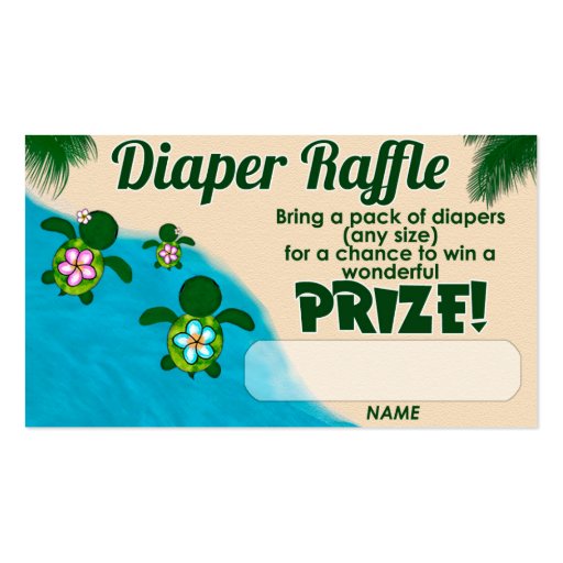 Girl Sea Turtle Honu Family Diaper Raffle Tickets Business Card (front side)