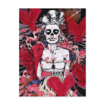 artsprojekt, nichole, camarillo, nichole camarillo, nicholecamarillo.com, art, artist, fine art, mexican art, mexican, mexico, paint, painting, illustration, design, woman, female, postcard, print, mail, letter, gifts, collectibles, travel, save the date, friendly reminder, greetings, holiday greeting, everyday, what's a girl to do, dress, skull, skulls, dying, gun, hearts, love, loss, unsatisfied, sad, Postcard with custom graphic design