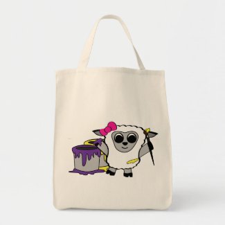 Girl Sheep Painting Fun Jumbo Tote Bag