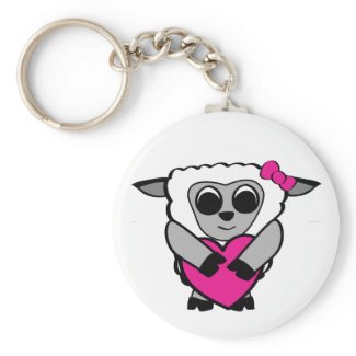 Girl Sheep with Big Heart keychain