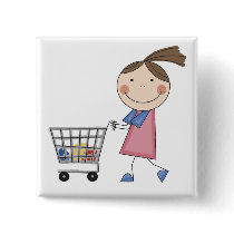 Girl Shopping T-shirts and Gifts buttons