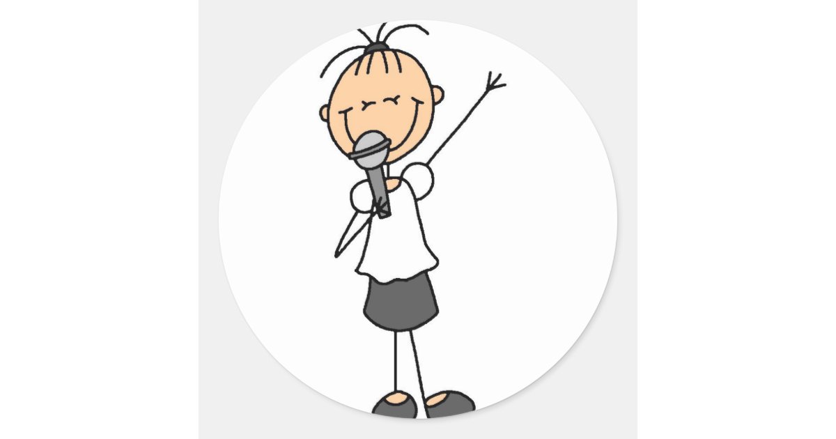 Girl Singer Stick Figure Stickers Sticker | Zazzle
