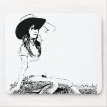 girl sitting on hay bale mouse pad