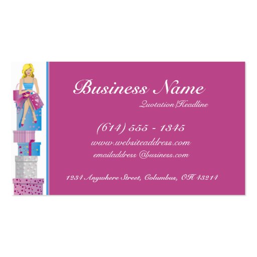 Girl Sitting on Packages Business Card (front side)