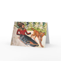 Girl Sledding cards