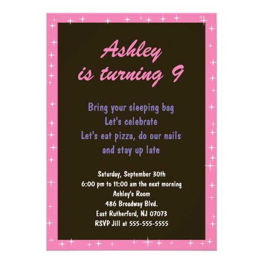 Girl Slumber Party Personalized Announcements