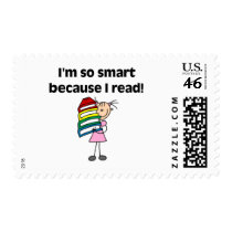 Girl Smart Because I Read Tshirts and Gifts Postage Stamps