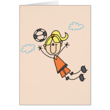 Girl Soccer Jump Tshirts and Gifts Greeting Card