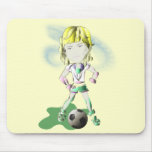 Girl Soccer Player Art Mousemats