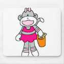 Girl Sock Monkey at Beach mousepads