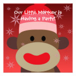 Girl Sock Monkey Birthday Invitation