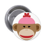 girl sock monkey pinback buttons