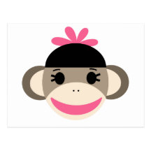 girl sock monkey post cards