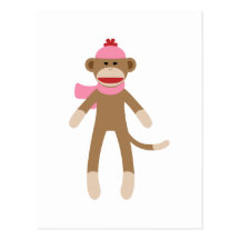 girl sock monkey post cards