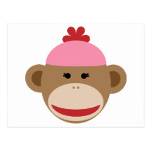 girl sock monkey postcards
