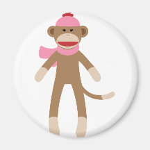 girl sock monkey refrigerator magnets