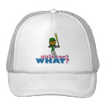 Girl Softball Player in Green Mesh Hats