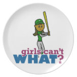 Girl Softball Player in Green Party Plates