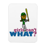 Girl Softball Player in Green Rectangular Magnets