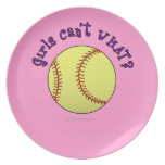 Girl Softball-Purple Text Dinner Plates