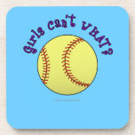 Girl Softball-Purple Text Drink Coaster