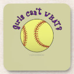 Girl Softball-Purple Text Drink Coaster