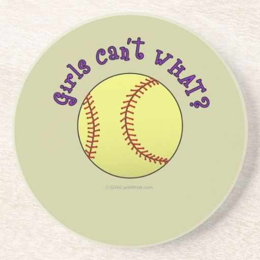 Girl Softball-Purple Text Drink Coasters