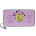 Girl Softball-Purple Text iPod Speakers