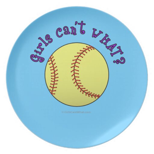 Girl Softball-Purple Text Party Plate