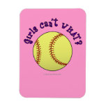 Girl Softball-Purple Text Rectangular Magnets