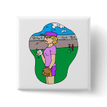 Girl spitting pitcher buttons
