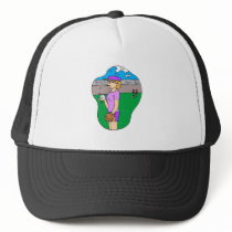 Girl spitting pitcher mesh hat
