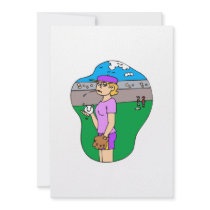 Girl spitting pitcher custom invite